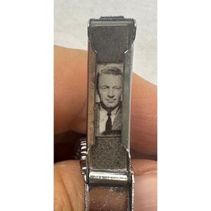 Vtg Sweetheart Stretch Bracelet Silver Tone Metal‎ Man Photograph Japan Engraved